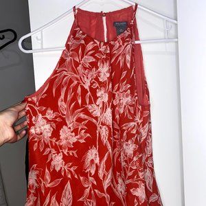 Ann Taylor Floral Red Silk Halter Tank Top Blouse